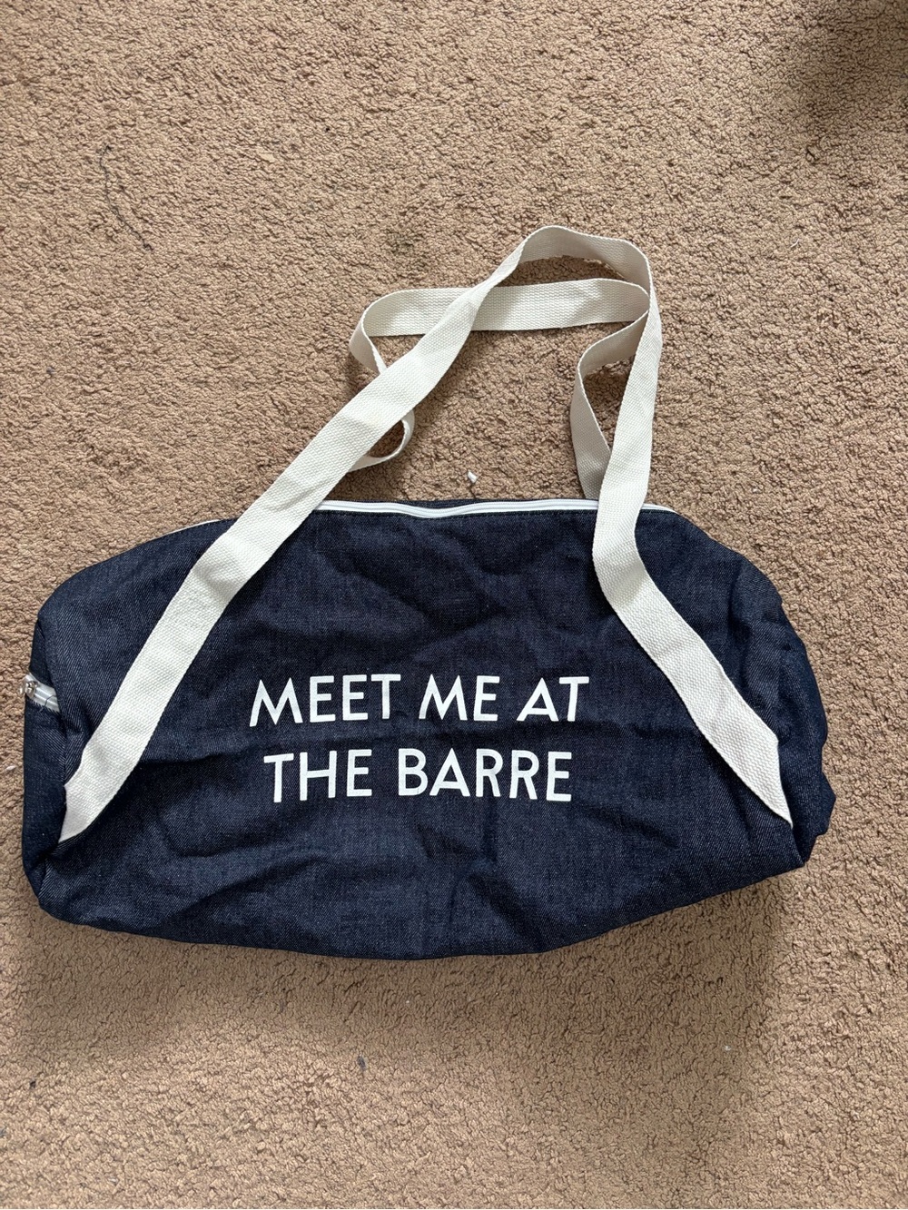 Meet Me At The Barre Navy Canvas Gym Bag with White Straps
